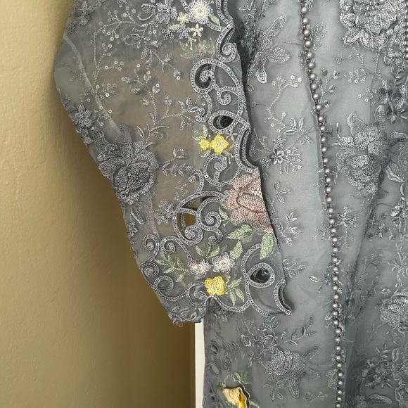 Pakistani brand new 3 piece full embroidered Maria b luxury organza dress size L - Picture 15 of 16
